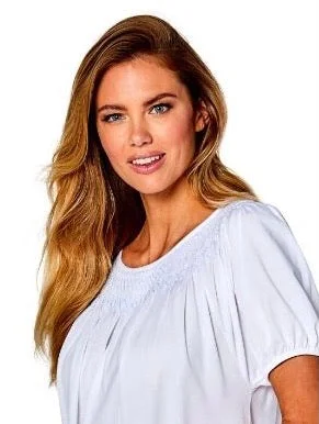 White w blue smocking